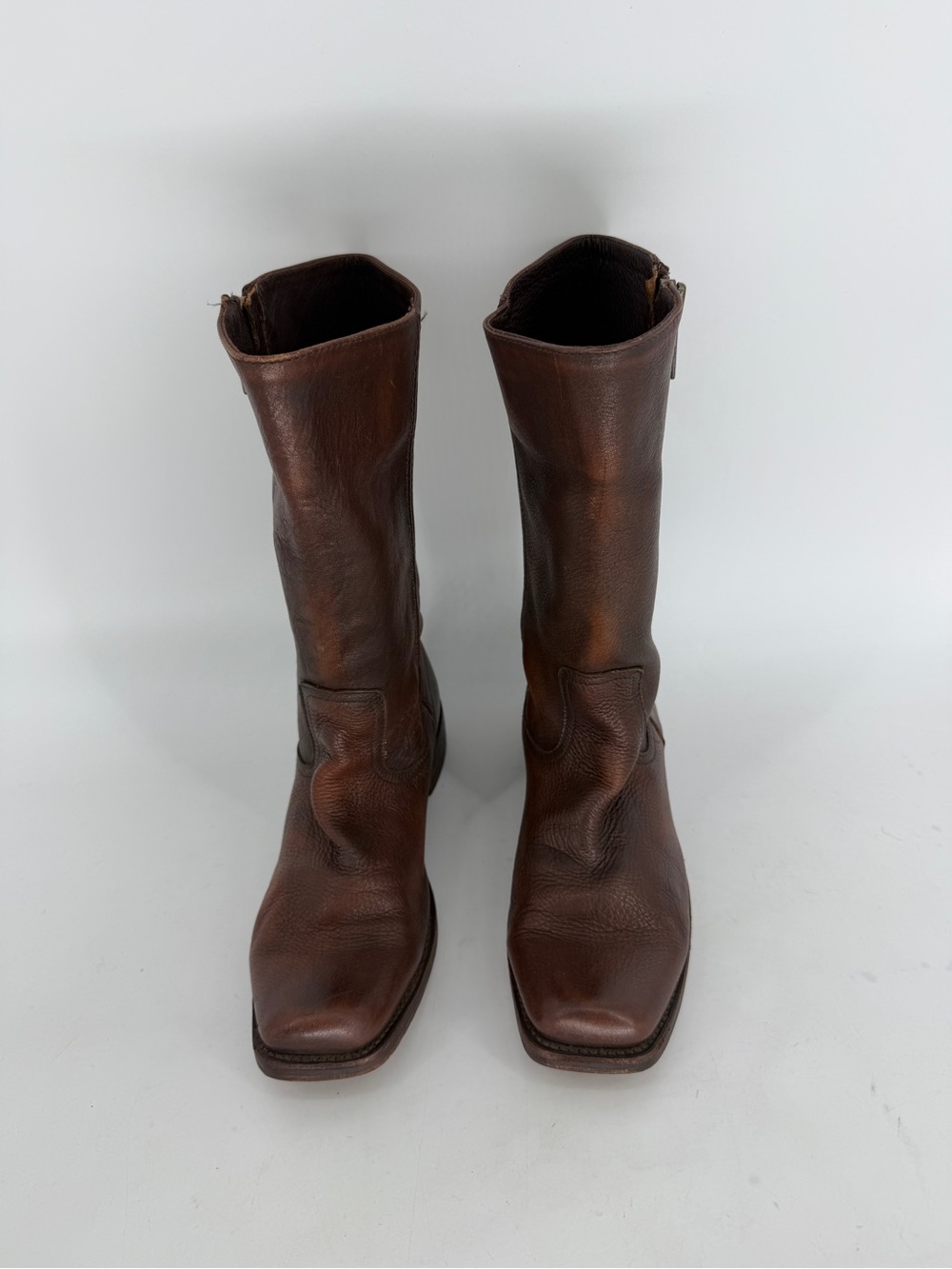 Frye Mid Calf Maple Brown Leather Side Zip Boots Size 9.5 - Picture 4 of 12